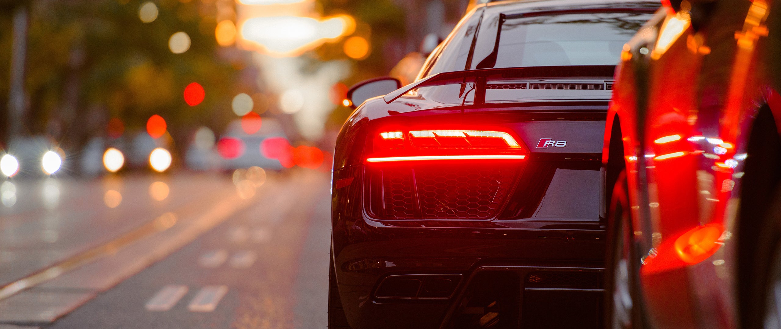 Audi R8 rear view with light on