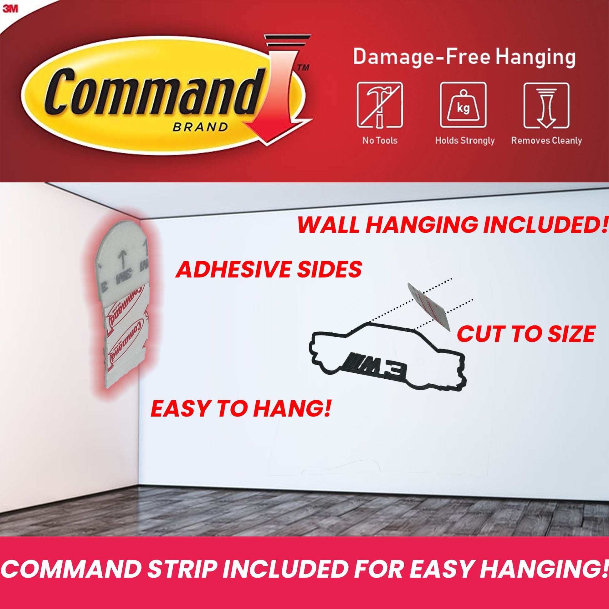 Command strip hanging included